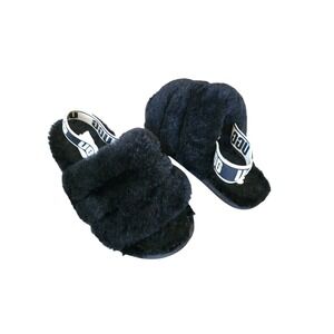 Kids UGG Yeah Fluffy Slides Black Cozy Slippers Size 9 Toddler